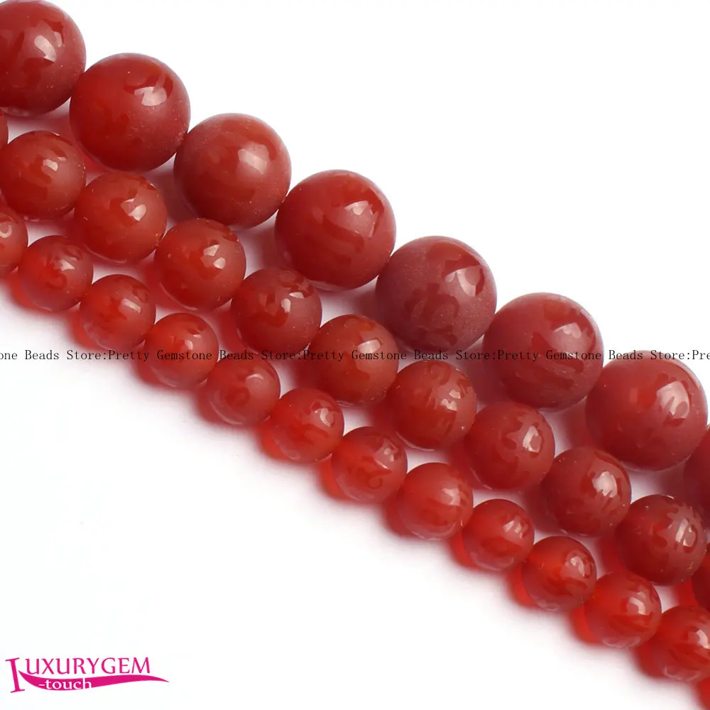 

6,8,10,12,14mm Frosted Natural Red Agates Stone Round Shape DIY Loose Beads Strand 15" Jewelry Making wj372