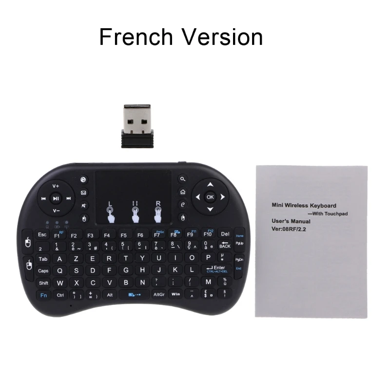 French Русская i8 2,4 ГГц Беспроводная клавиатура Air mouse Touchpad для Android tv BOX PC - Цвет: French