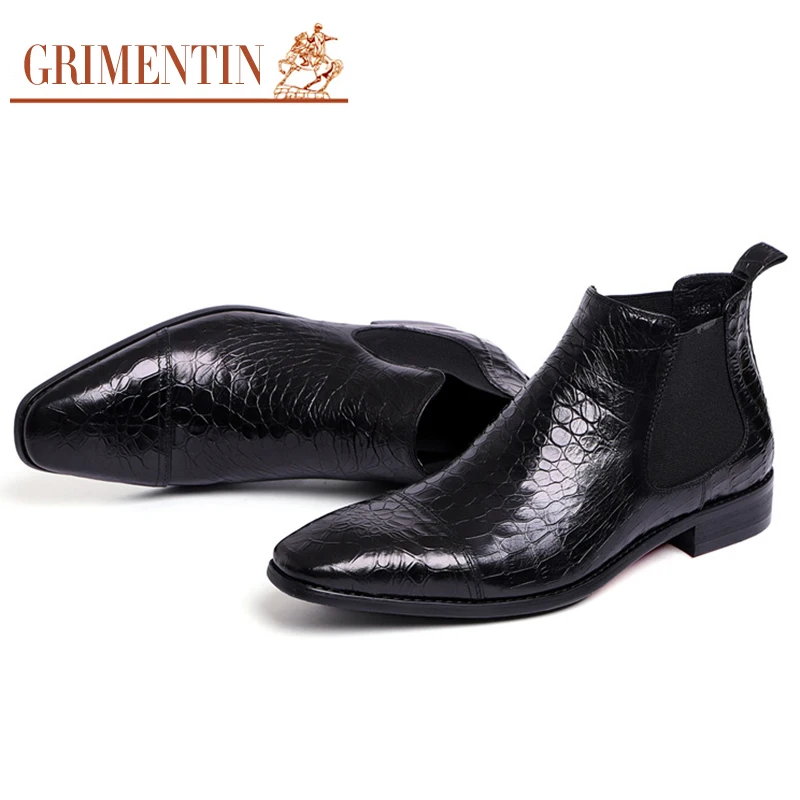 GRIMENTIN/мужские Ботильоны итальянский дизайн принт крокодила натуральная кожа