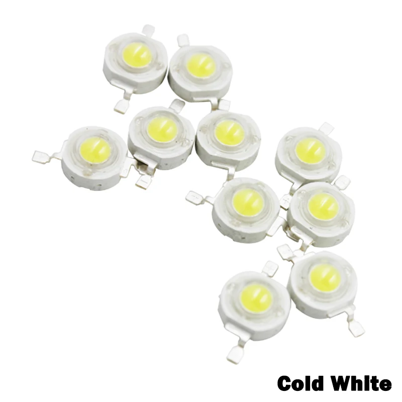 Cold White 10 шт., 1 Вт, 3 Вт, высокомощный светодиодный светильник, светодиодный светильник, светодиоды SMD, Холодный/теплый белый, розовый, RGB, для лампы, Точечный светильник s - Испускаемый цвет: Cold White