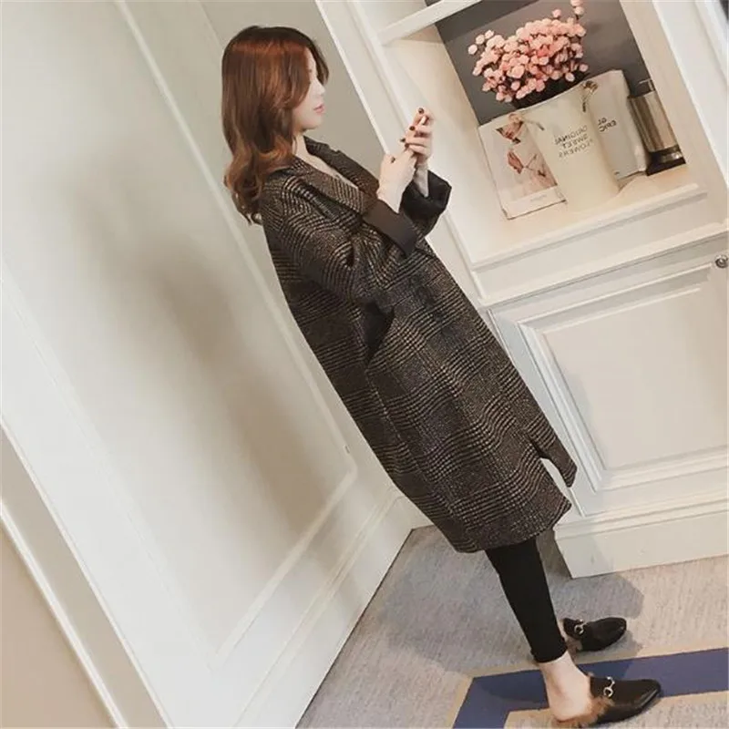 Женское шерстяное пальто на одной пуговице длинное повседневное элегантное в