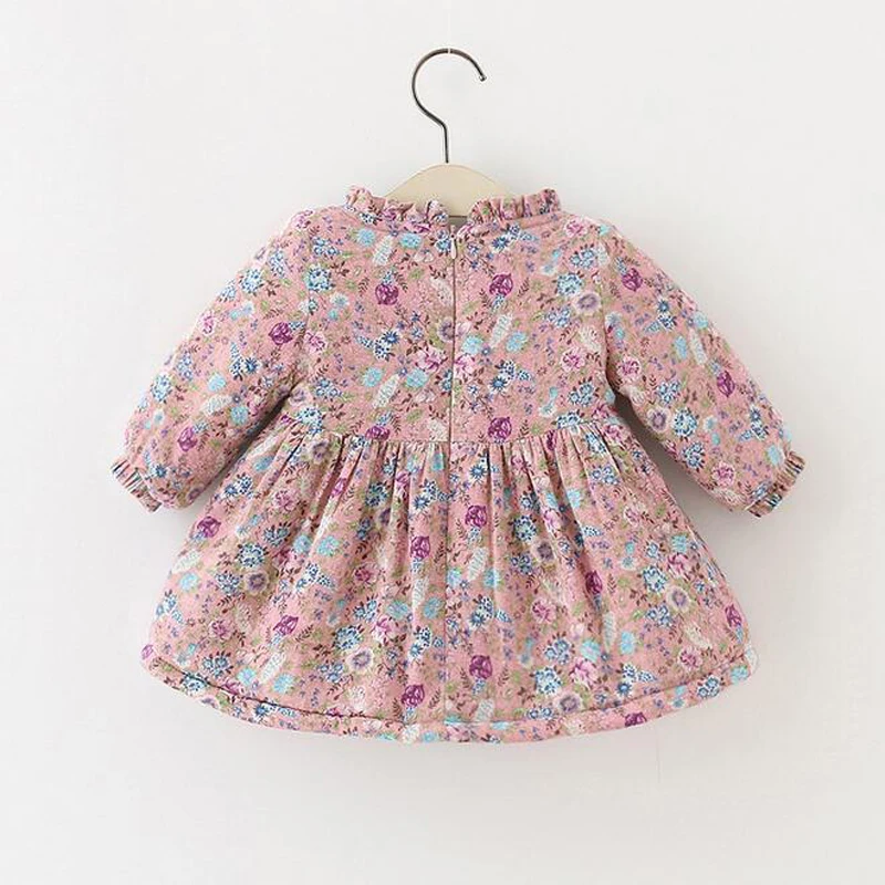 Новый год зимние платья для новорожденных девочек цветочные Детское платье