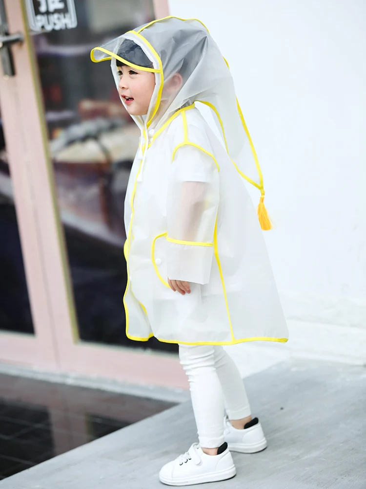 Children Raincoat EVA Transparent Clear Rainwear Hooded Outdoor Touring Rain Coat Travel Camping Capa De Chuva Infantil | Дом и сад