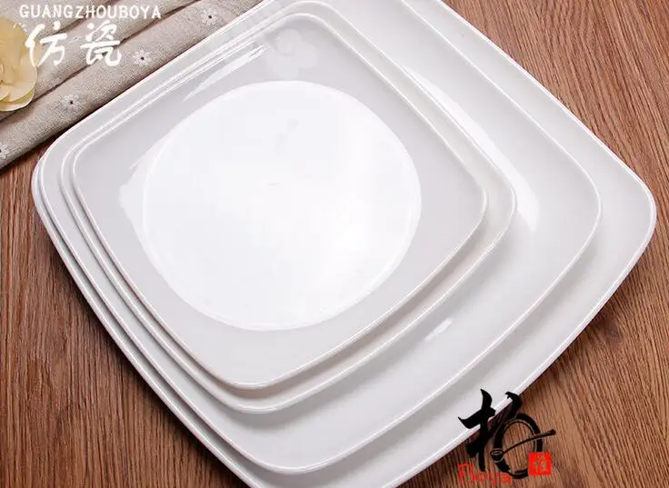 Площадь пластины меламина посуда меламин толстые пластиковые белые Caidie Qiaojiao