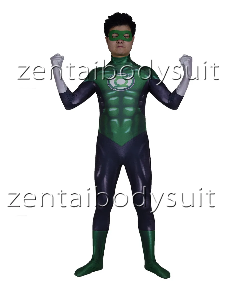 3D печать Косплей Moive спандекс кожа Zentai боди супергерой Зеленый Фонарь Бесплатная