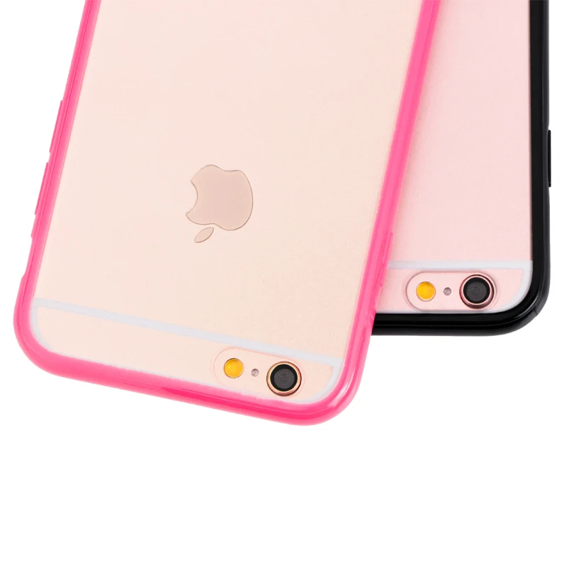 Candy Colors Soft TPU Frame+Transparent PC Back Cover for iPhone 6Plus 6S Plus 5.5'' Phone Case Protective Shell with Dust Plug |