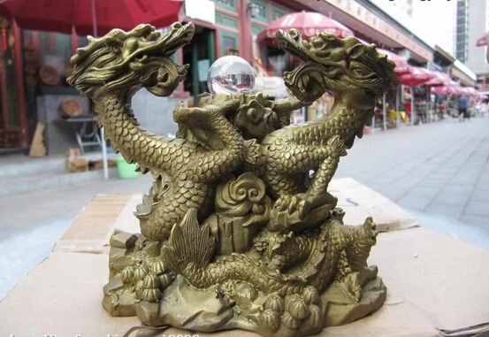 USPS в США S0157 Китайский Изысканный красный бронзовый медный фэншуй два дракона