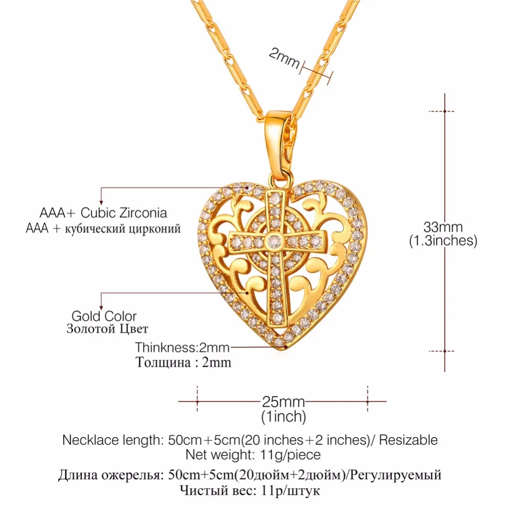 Сердце Хрустальный Крест ожерельлье для женщин/девочек-подростков