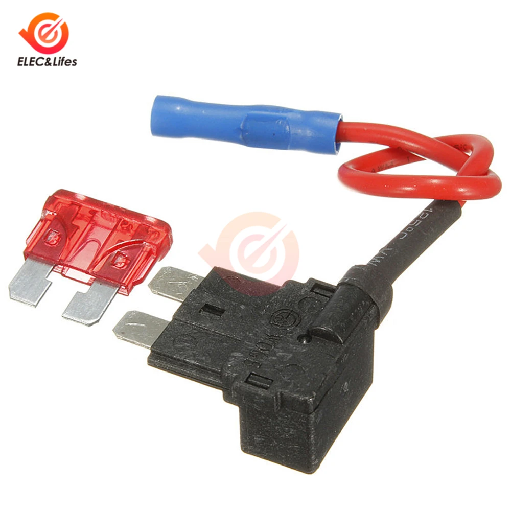12V Car Blade Fuse Holder Add-a-circuit TAP Adapter Micro Mini Standard ATM APM Blade Automotive fuses with 10A AMP Fuse wire images - 5
