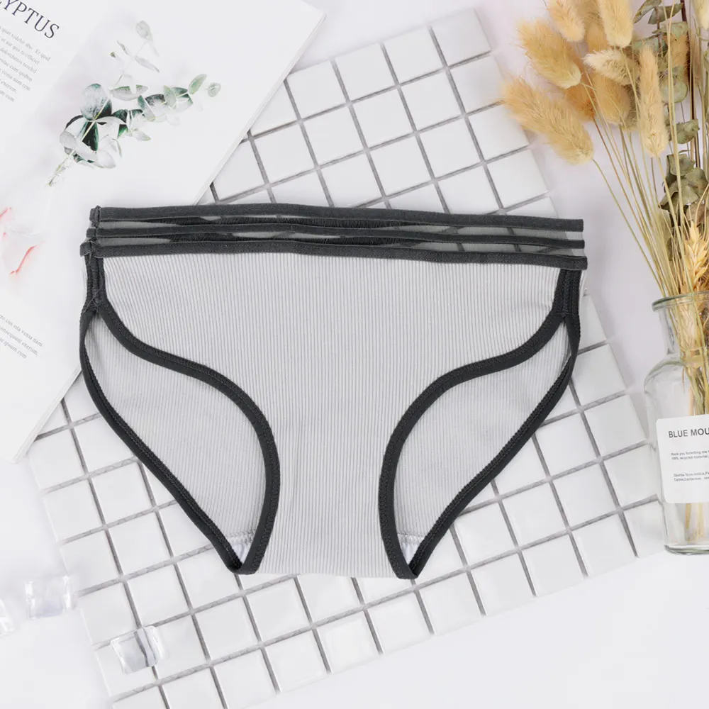 Женские хлопковые трусики с винтовой нитью женские дышащие кружевными краями