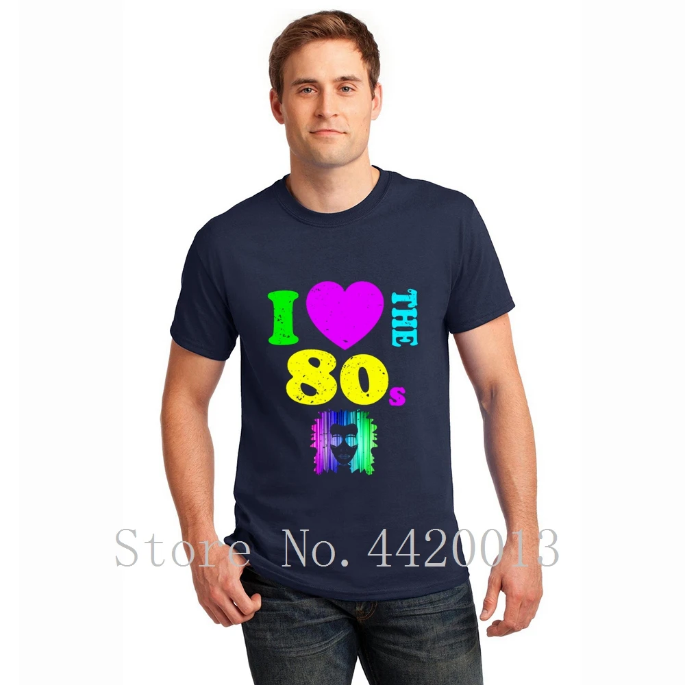 personalized tee shirt Crew Neck i love the 80sneon punk rocker glowing Original Spring Autumn Novelty Pop Top Tee t men Мужская