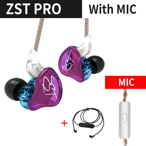 Pro mic Bluetooth KZ ZST Bluetooth наушники 1DD+ 1BA драйвер динамические и арматурные вкладыши мониторы шумоизоляция HiFi музыка спортивные наушники гарнитура - Цвет: Pro mic Bluetooth