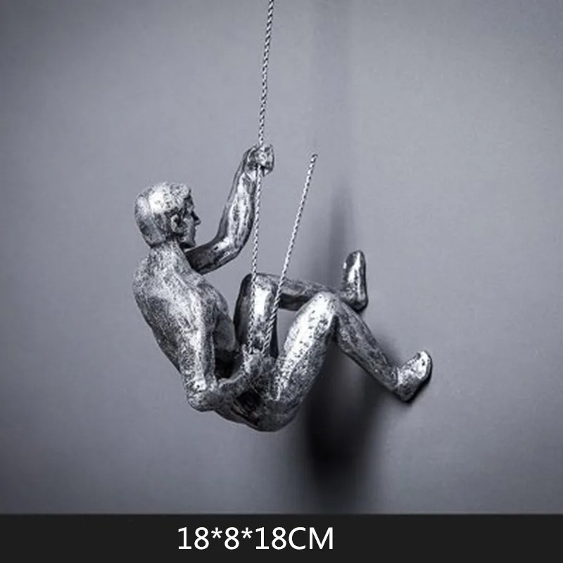 silver Скалолазание фигурки статуя абстрактная Ретро люди смолы ремесленника гостиная настенный Декор для дома кулон L2867 - Цвет: silver
