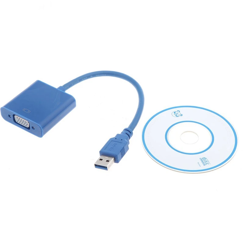USB 3 0 к VGA Мульти-дисплей адаптер конвертер внешняя видеокарта синий | Компьютеры и