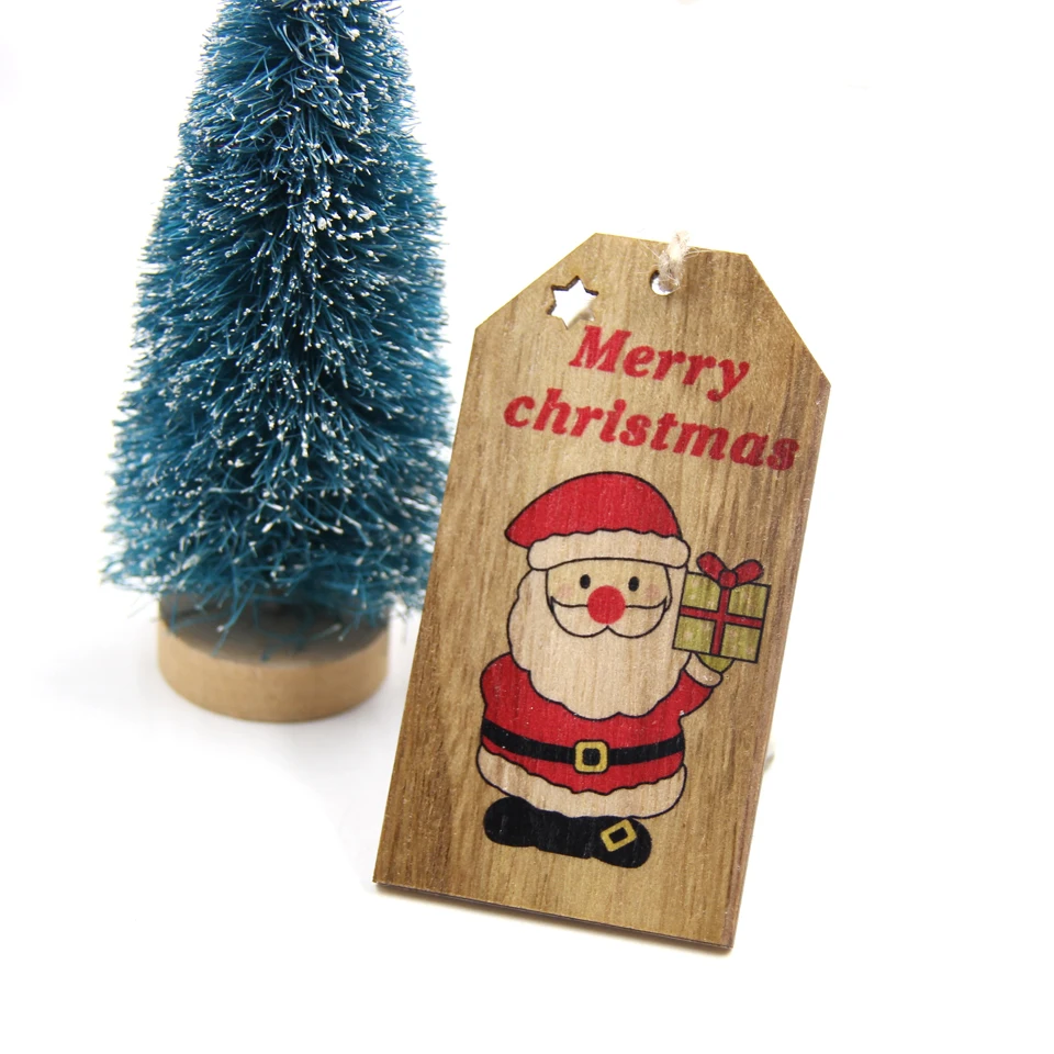 Santa Claus box 5 шт. милые печатные рождественские подвесные орнаменты DIY деревянные поделки домашний орнамент с рождественской елкой для детей подарок для рождественской вечеринки украшения - Цвет: Santa Claus box
