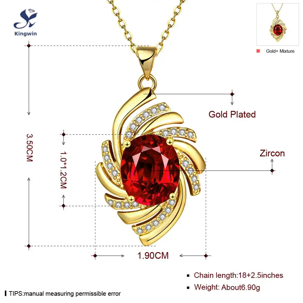 Синтетический красный женский кулон ожерелье розовое золото цвет с красивым