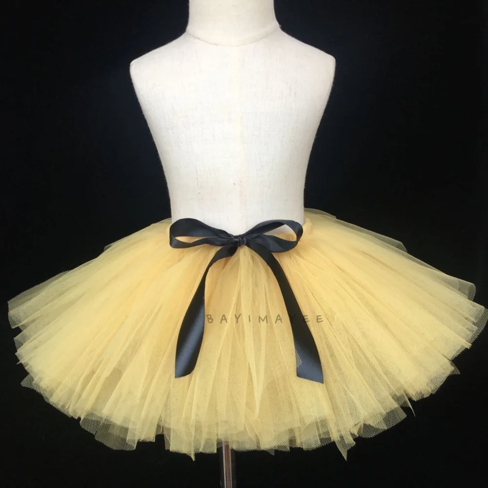 Милая бежевая юбка пачка для девочек дня рождения с черным бантом детская