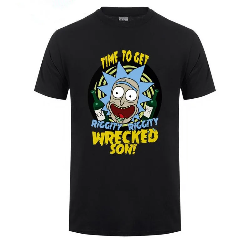 Новая мода 2019 Ретро для мужчин футболка аниме Camisetas время чтобы получить Riggity