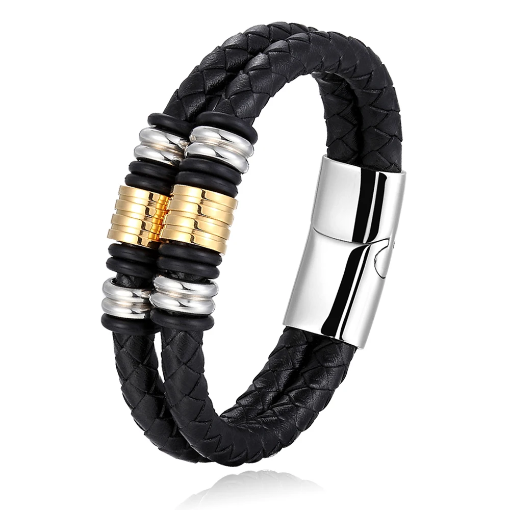 Новый Плетеный черный кожаный браслет в стиле панк для мужчин ювелирные изделия