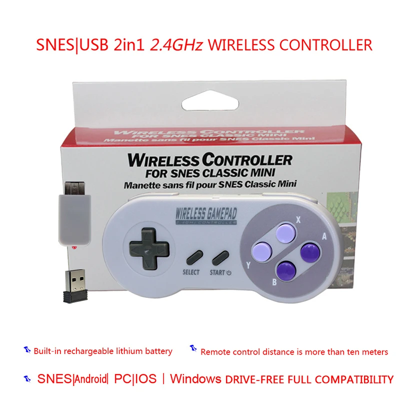 Беспроводной мини геймпад SNES джойстик USB приемник для беспроводного контроллера