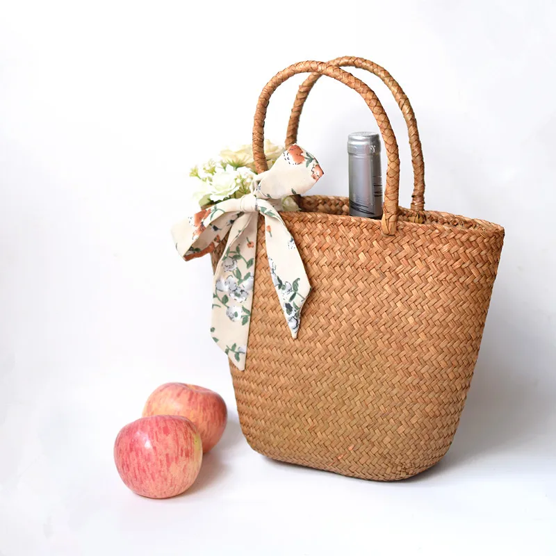 Повседневная Соломенная Сумка Неокрашенная плетеная tote сумки женские Сумочка