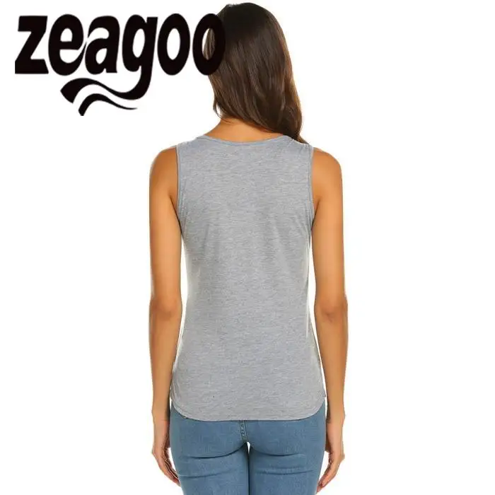 Zeagoo все Повседневное с круглым вырезом без рукавов Slim Fit Мягкая футболка Для