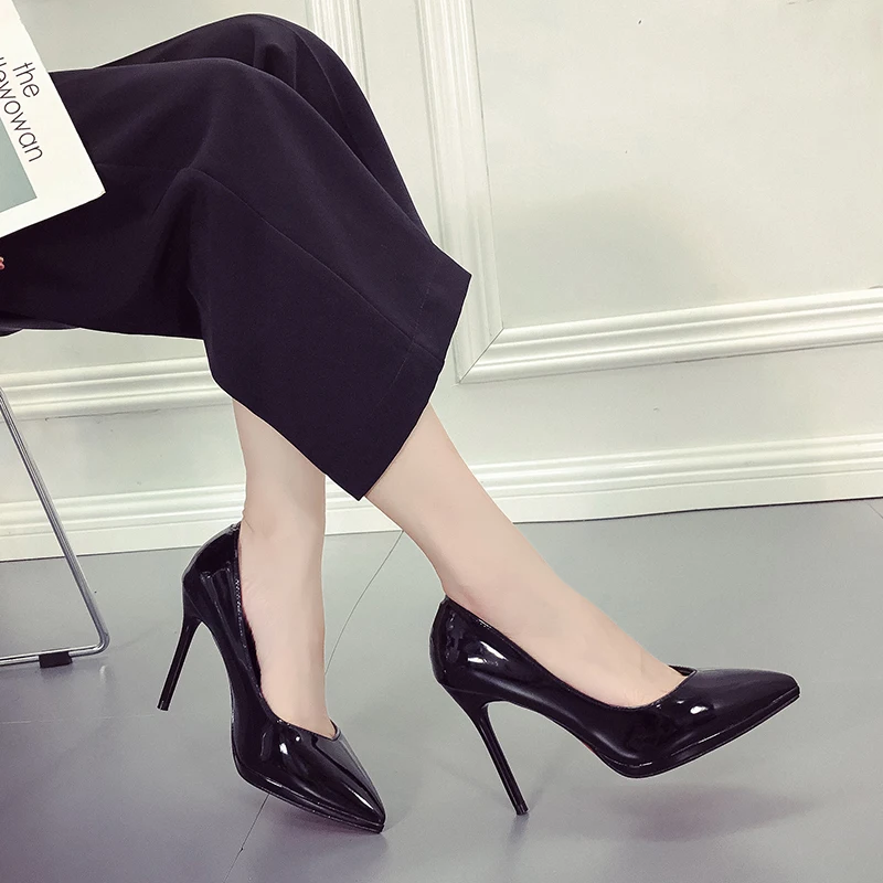 2019 женские туфли лодочки модные однотонные тонкие на высоком каблуке весенне