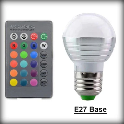 E27 Base Rayway RGB светодиодный лампа светильник с 3 Вт AC85-265V 110V 220V E14 E27 RGB магический светильник лампа лампада с регулируемой яркостью с ИК-пультом дистанционного Управление - Испускаемый цвет: E27 Base