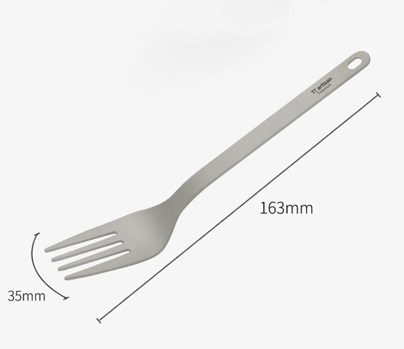 Titanium Tableware Spoon Fork Cutlery Set with Carabiner Storage Sack fo Outdoor Camping Hiking Traveling Picnic Flatware