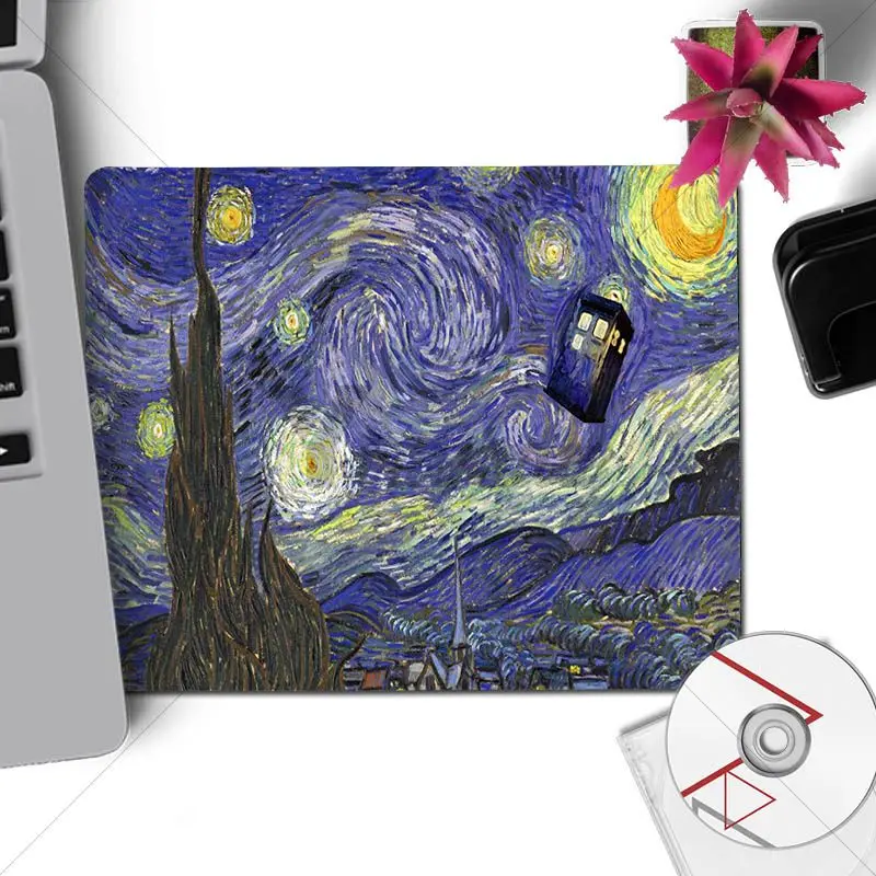 No Lock Edge18x22cm Yinuoda Забавный Доктор Кто Тардис Ван Гог клавиатура игровые коврики размер для 18x22 см 25x29 см маленький коврик для мыши - Цвет: No Lock Edge18x22cm