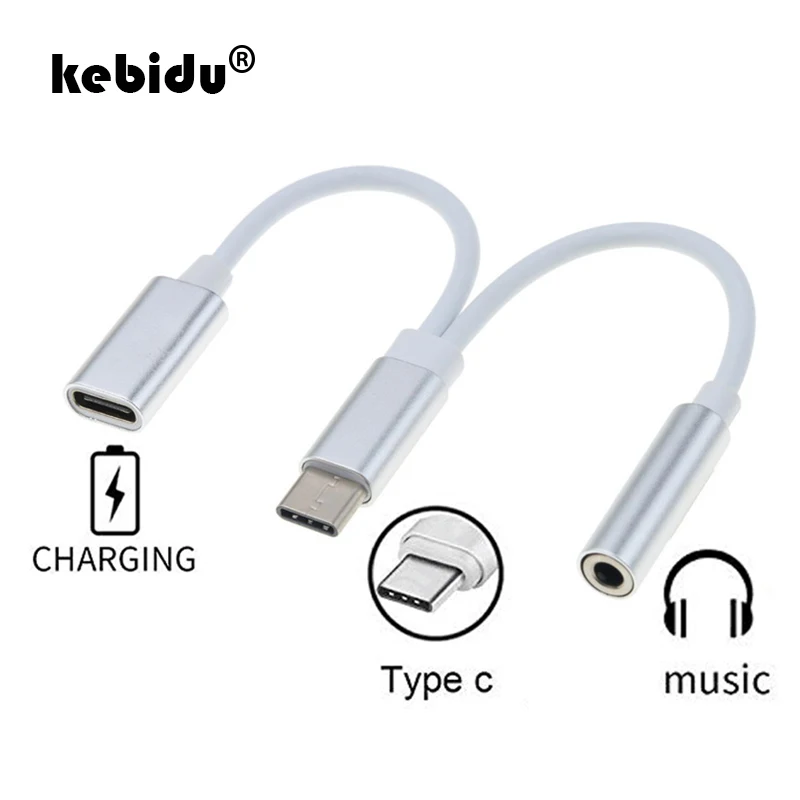 Kebidu Тип USB с разъемами типа C и 3 5 мм Jack AUX наушников аудио сплиттер адаптер