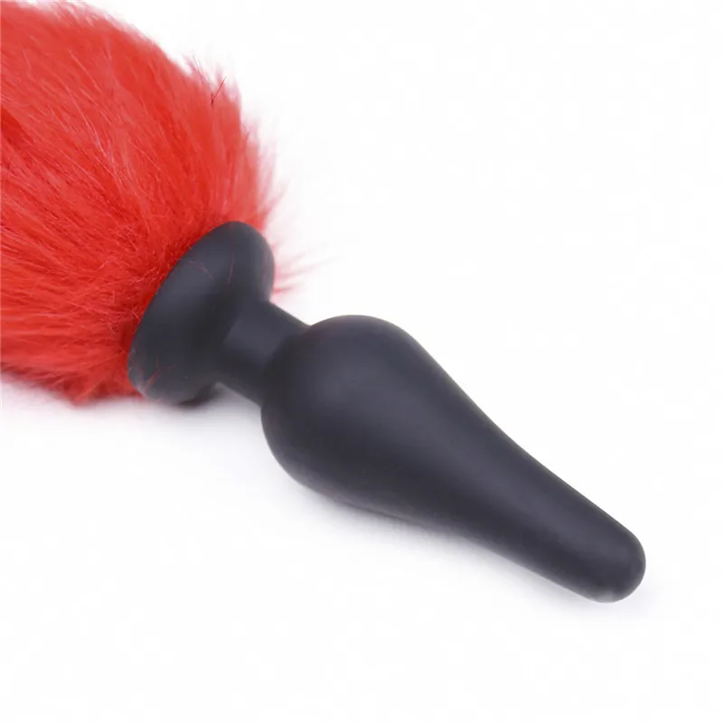 Новый пуховый закрытый флирт раб лисий хвост Анальная пробка Цвет перья анус