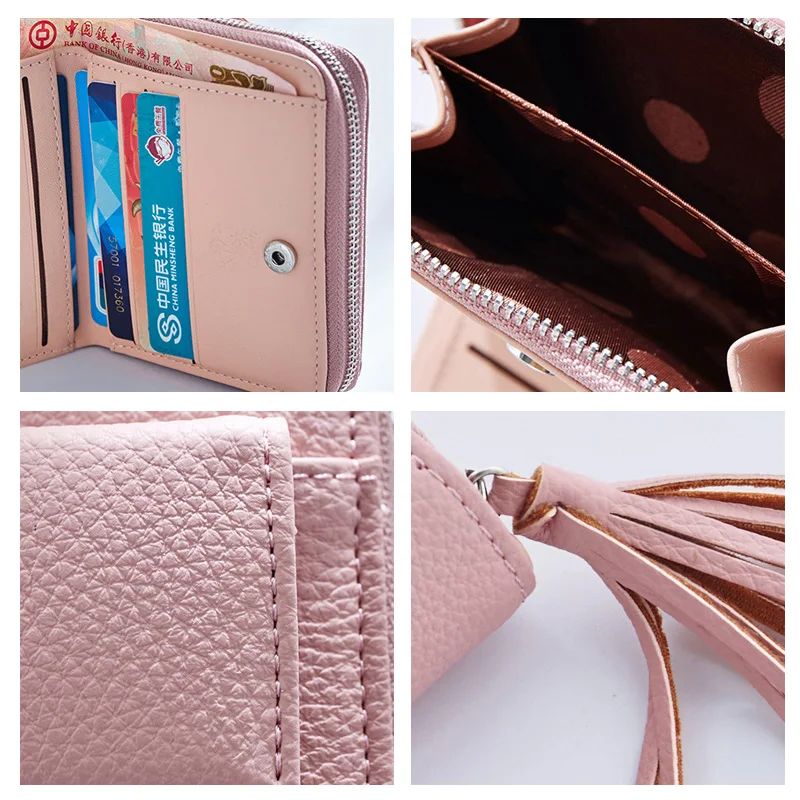 Badiya Модный женский маленький кошелек с кисточкой и подвеской Короткие Кошельки