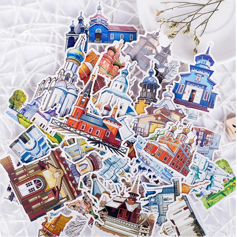 57pcs Europen Architecture Anime Sticker DIY For kid gifts notebook scrapbook Laptop Phone sticker Skateboard Luggage Decal Toy | Игрушки и