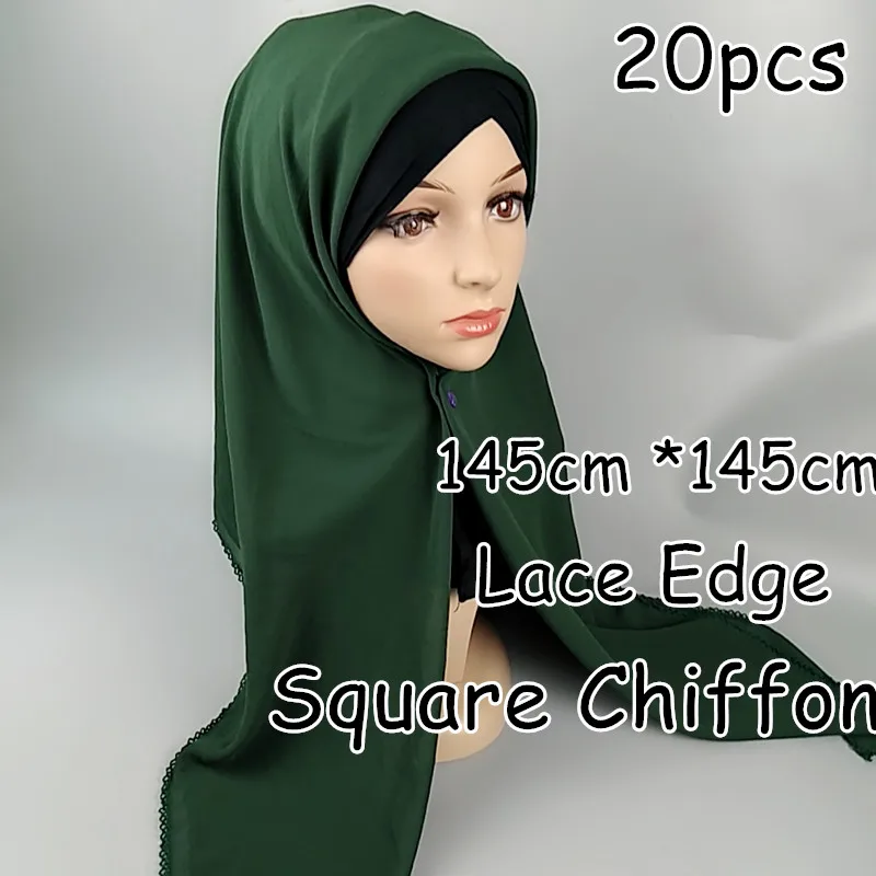 Y1 High quality bubble chiffon lace square hijab solid wrap shawls summer scarf scarves 145*145cm 20pcs 1lot can choose colors | Аксессуары