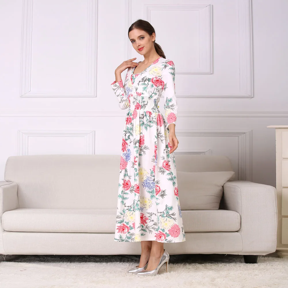 Emotion Moms NEW Floral Cotton Blend Maternity Clothes Lactation Dress Long Breastfeeding Dresses For Pregnant Women