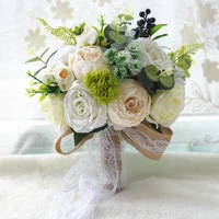 wedding hand holding silk flowers artificial for bride bouquet holding champagne roses flowers