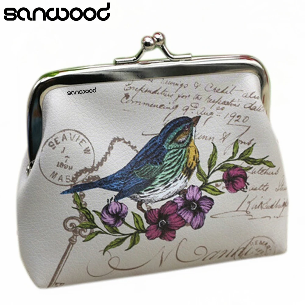 Модный женский мини кошелек с птицами и цветами держатель для карт чехол клатч