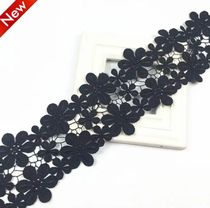 Элегантная Кружевная аппликация белого и черного цветов 2 ярдов/партия | Дом сад