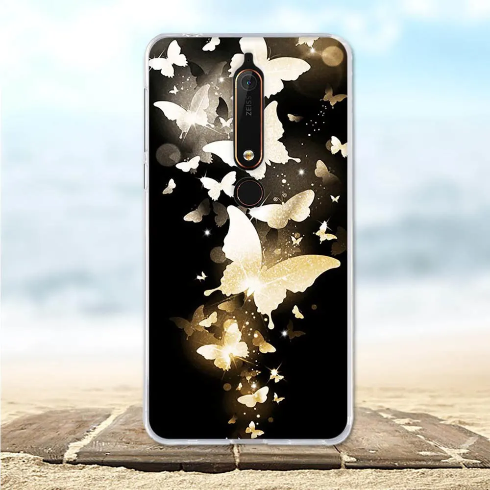 Чехол для Nokia 6 2018 окрашенный защитный силиконовый чехол 1 с милым 3d котом 1/Nokia