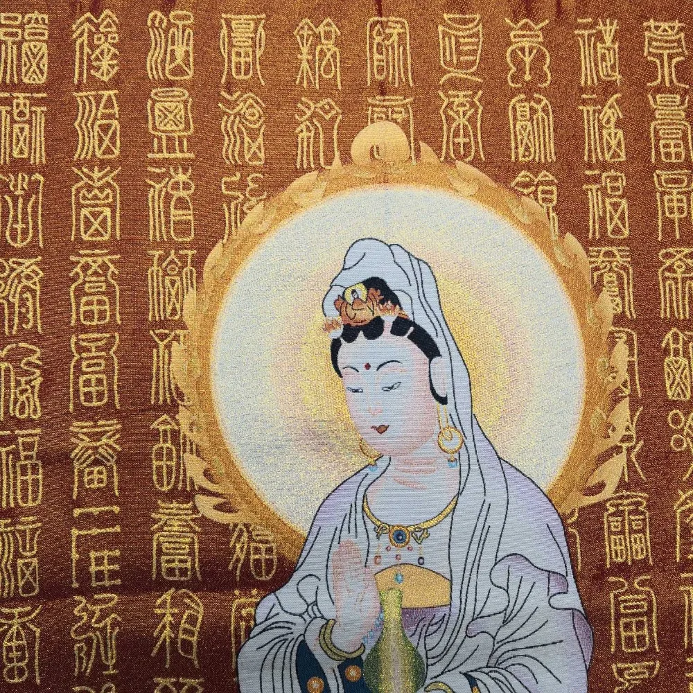 China Old Tibet Silk Thangka Like Hanging Painting Fengshui Guanyin | Дом и сад