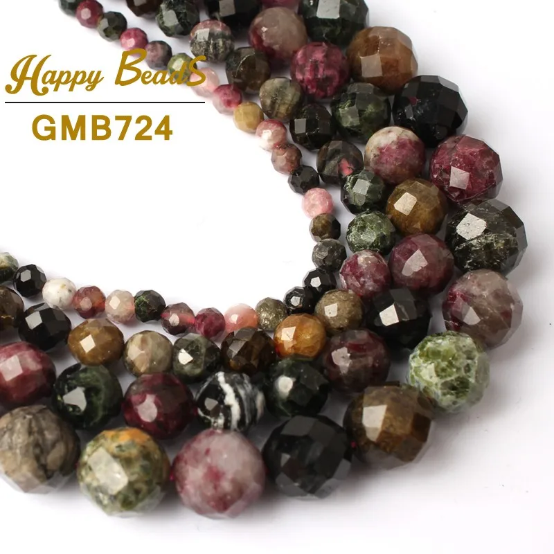 AAA натуральные граненые цветные турмалиновые драгоценные камни бисер высокого