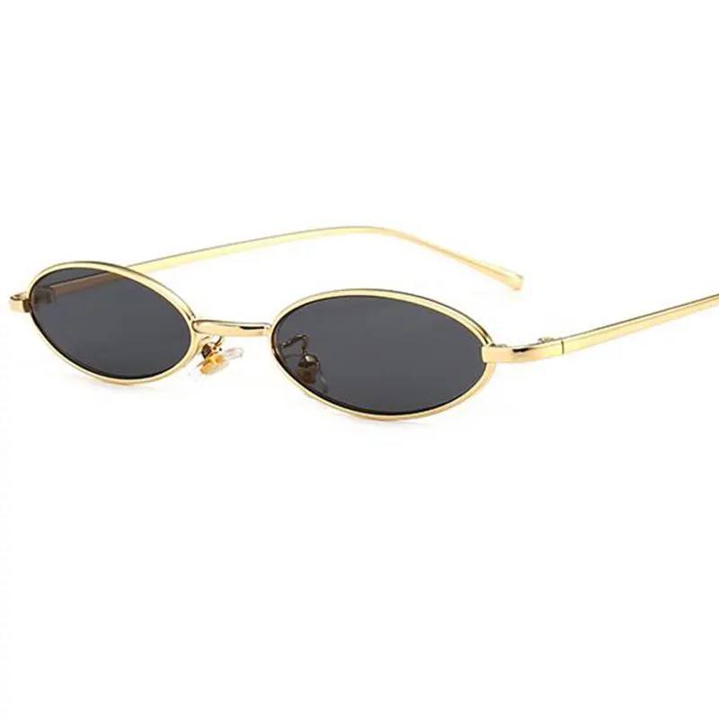 Trend Narrow Oval Glasses Retro Brand Designer Women Men Hip Hop Sun Red Yellow Cute Small Sunglasses Metal Oculos | Аксессуары для