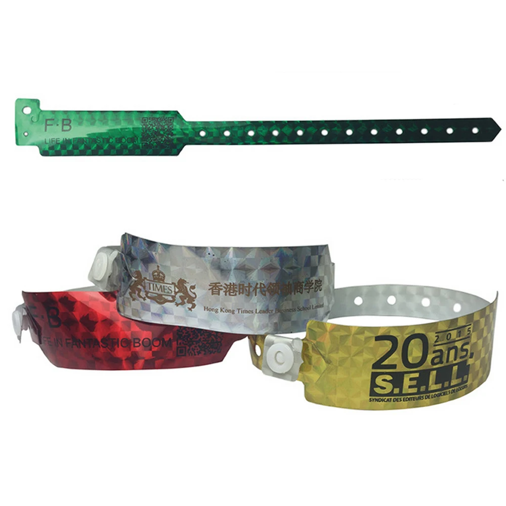 500 шт. голографические браслеты с принтом логотипа в одном цвете