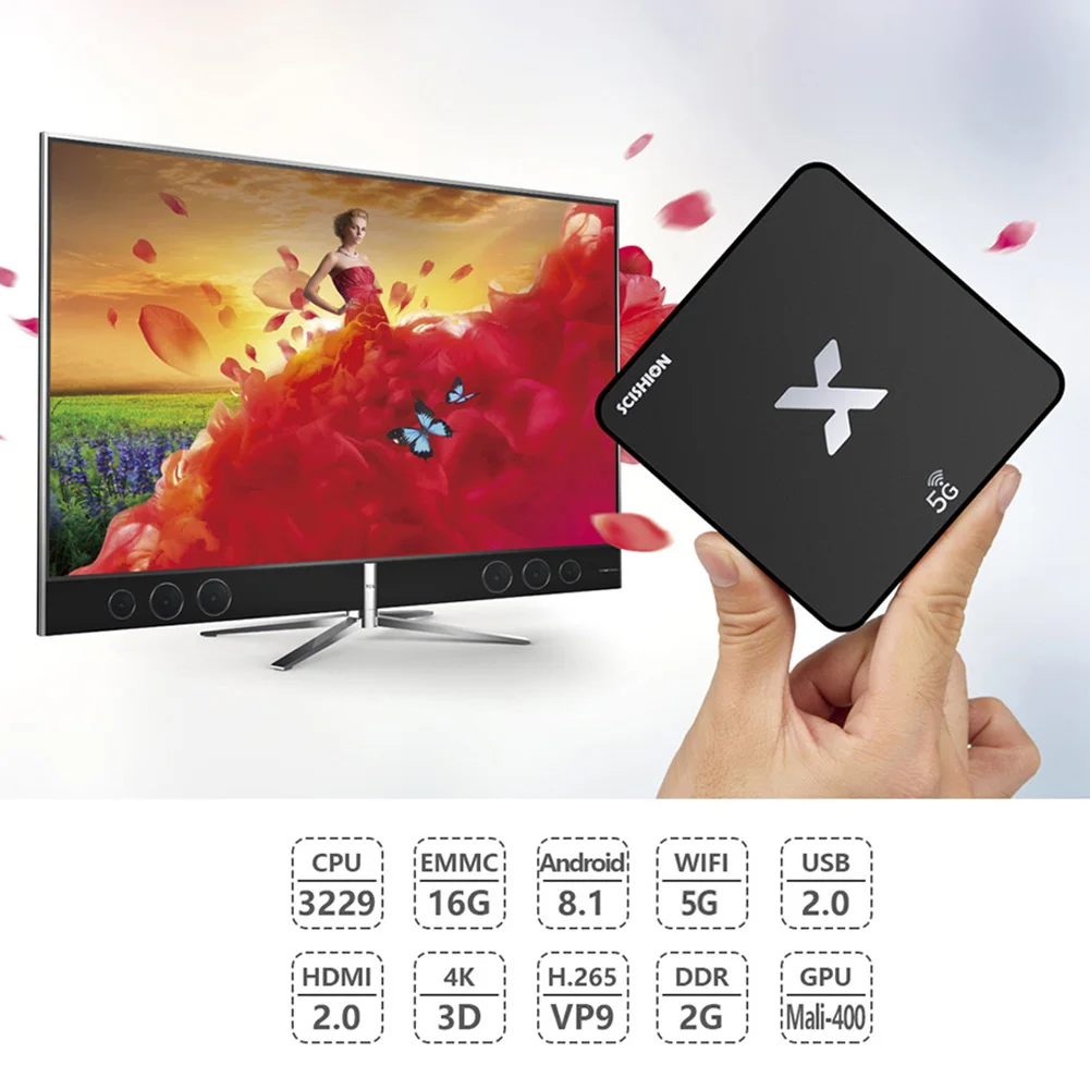 ТВ-приставка Sifree Android 8 1 2 Гб ОЗУ + 16 ПЗУ стандартная Wi-Fi 100 Мбит/с поддержка 4K H.265