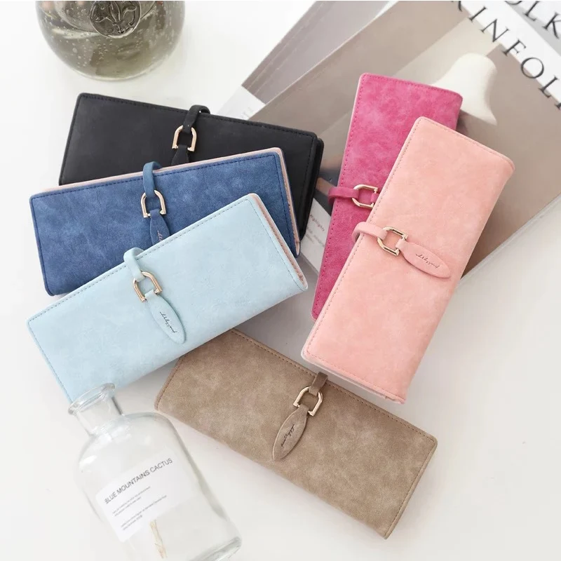 

Fashion Women Card credit wallet two-folded buckle long design Card Holders lady's card bag wallet female Credit Card Holder