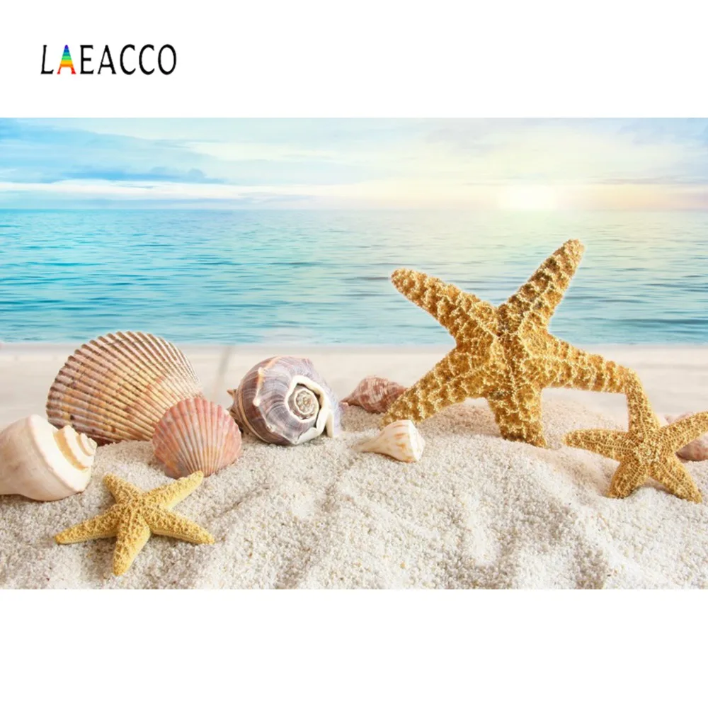 Laeacco тропический летний праздник морской пляж песок ракушка Морская звезда