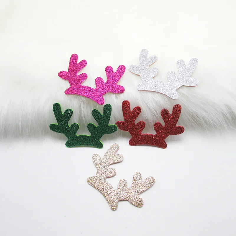 antlers Mix color 30 шт./лот 7,6*5,5 см блестящие Рождественские рога мягкие аппликации для рукоделия одежды Швейные принадлежности "сделай сам" заколки для волос аксессуары - Цвет: antlers Mix color