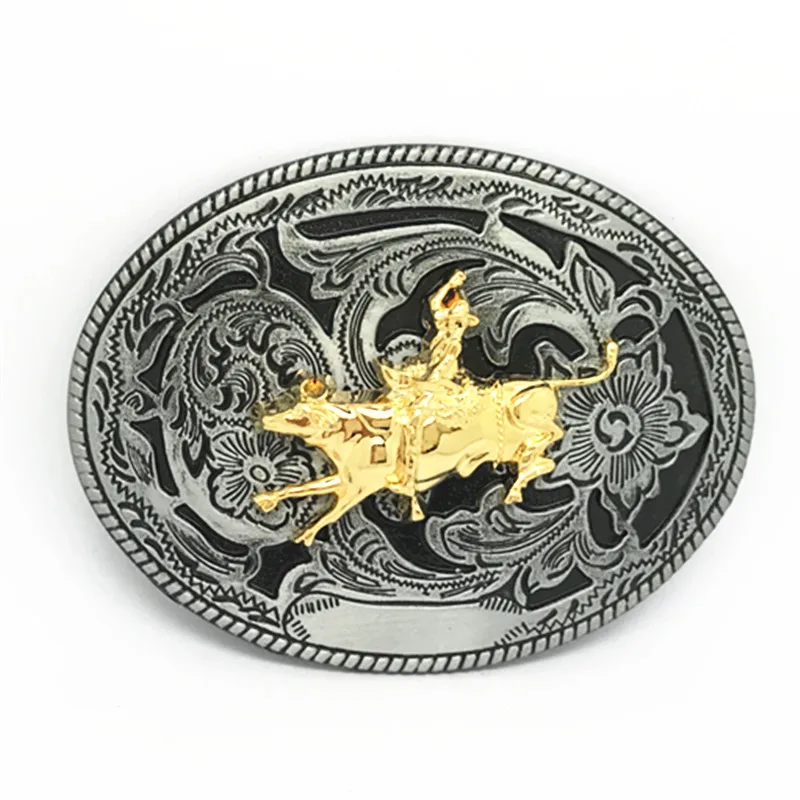 Cowboy bullfighting knight pattern wear-resisting zinc alloy belt buckle restoring ancient ways is suitable for the 4.0 belt