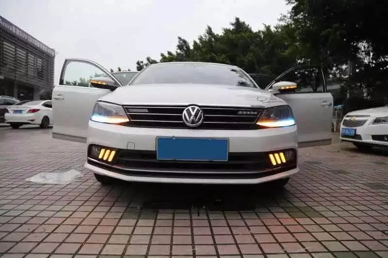 EOsuns светодиодный DRL дневного света для Volkswagen VW Sagitar jetta, беспроводной переключатель, синий ночник, желтый сигнал поворота
